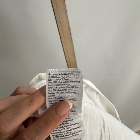 Cotton On Linen Blend White Mini Dress Lined No Size‎ Tag (Est. Small) - Picture 9 of 10